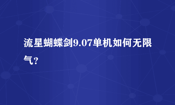 流星蝴蝶剑9.07单机如何无限气？