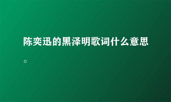 陈奕迅的黑泽明歌词什么意思。