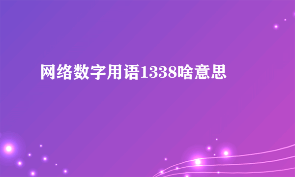 网络数字用语1338啥意思