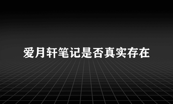 爱月轩笔记是否真实存在