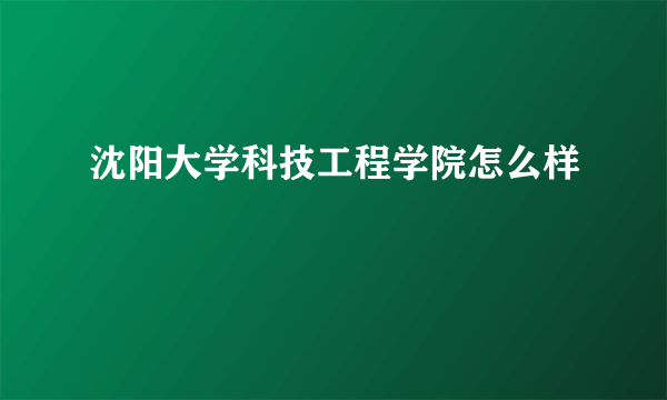 沈阳大学科技工程学院怎么样