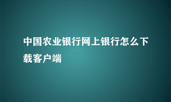 中国农业银行网上银行怎么下载客户端