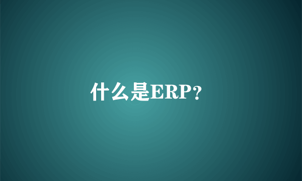 什么是ERP？