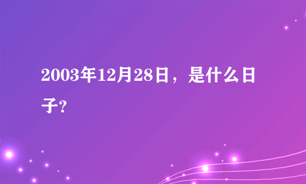 2003年12月28日，是什么日子？