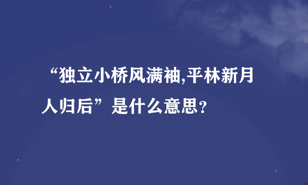 “独立小桥风满袖,平林新月人归后”是什么意思？