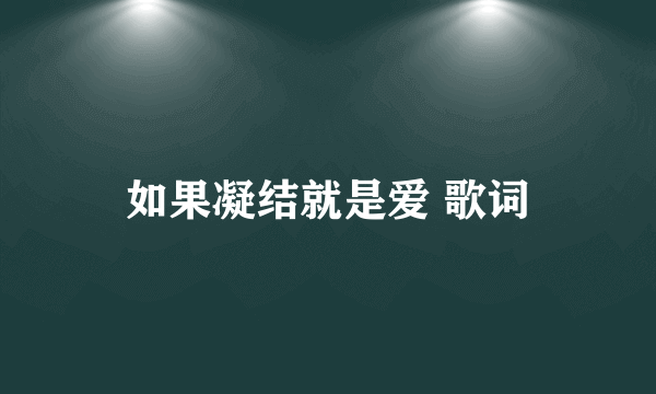 如果凝结就是爱 歌词