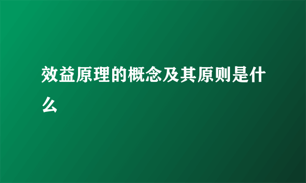 效益原理的概念及其原则是什么