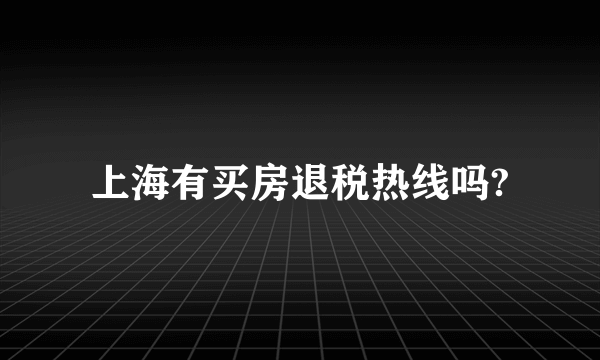 上海有买房退税热线吗?