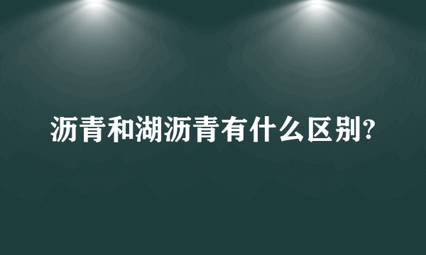 沥青和湖沥青有什么区别?