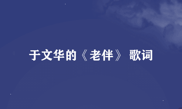 于文华的《老伴》 歌词