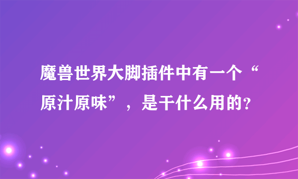 魔兽世界大脚插件中有一个“原汁原味”，是干什么用的？