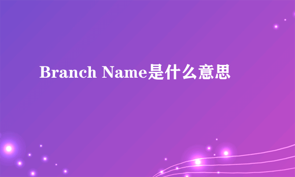 Branch Name是什么意思