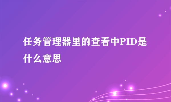 任务管理器里的查看中PID是什么意思