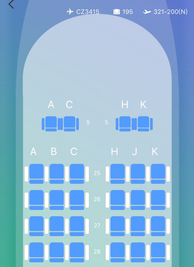 Cz3415航班可坐多少人？