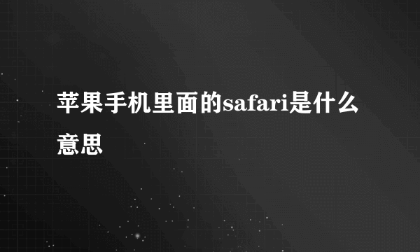 苹果手机里面的safari是什么意思