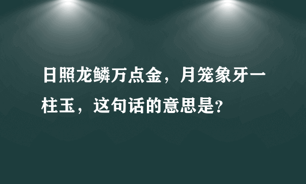 日照龙鳞万点金，月笼象牙一柱玉，这句话的意思是？