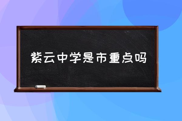 紫云中学是市重点吗紫云中学是什么档次？