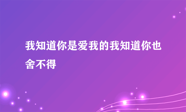 我知道你是爱我的我知道你也舍不得