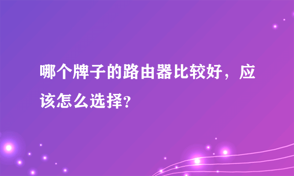 哪个牌子的路由器比较好，应该怎么选择？