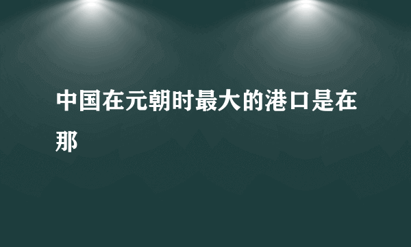 中国在元朝时最大的港口是在那