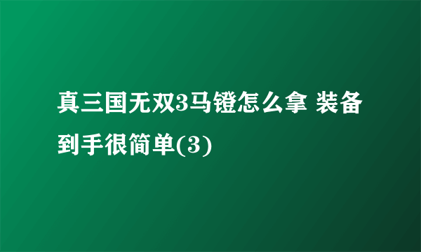 真三国无双3马镫怎么拿 装备到手很简单(3)