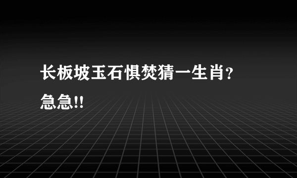 长板坡玉石惧焚猜一生肖？ 急急!!