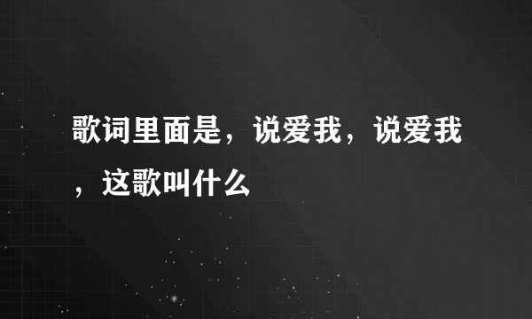 歌词里面是，说爱我，说爱我，这歌叫什么