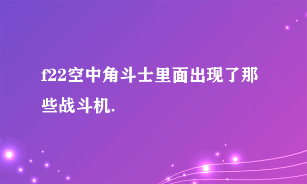 f22空中角斗士里面出现了那些战斗机.