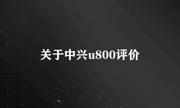 关于中兴u800评价