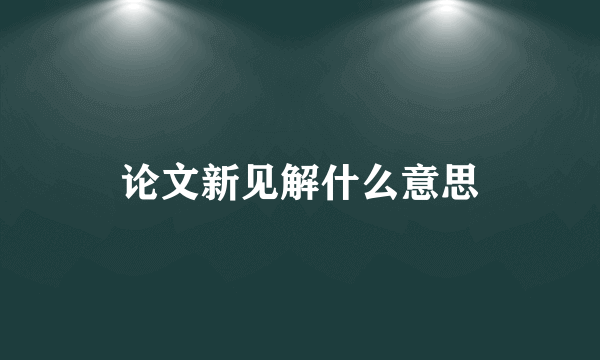 论文新见解什么意思