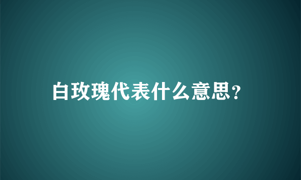 白玫瑰代表什么意思？