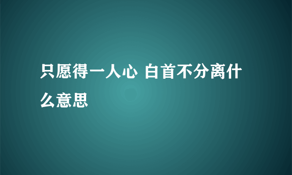 只愿得一人心 白首不分离什么意思