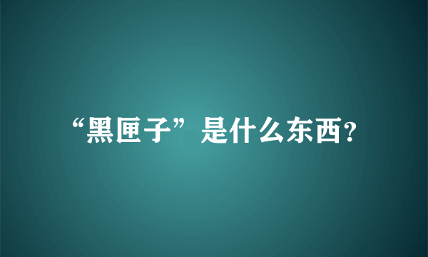 “黑匣子”是什么东西？