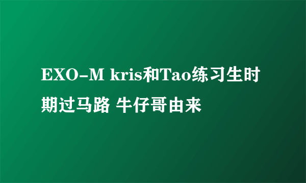 EXO-M kris和Tao练习生时期过马路 牛仔哥由来