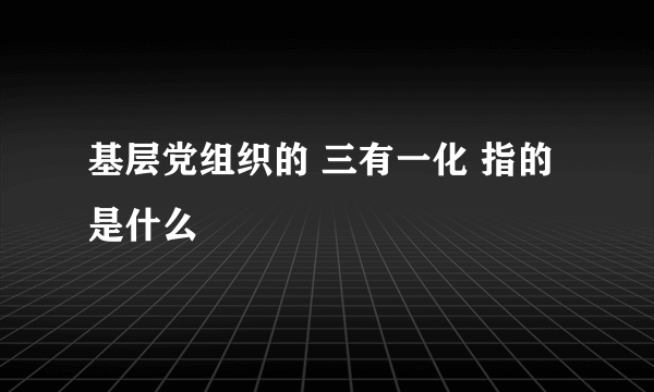 基层党组织的 三有一化 指的是什么