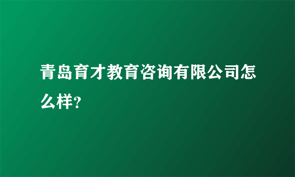 青岛育才教育咨询有限公司怎么样？