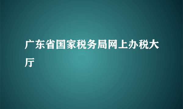 广东省国家税务局网上办税大厅