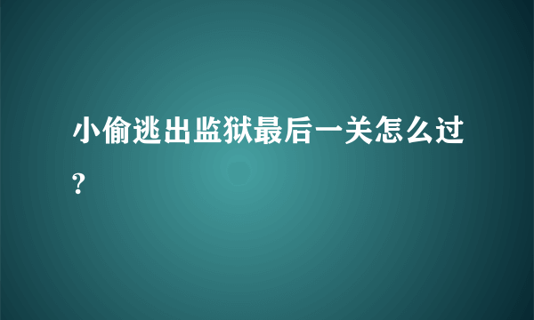 小偷逃出监狱最后一关怎么过?