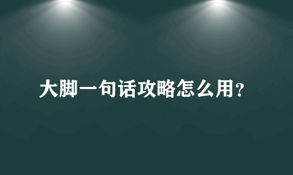 大脚一句话攻略怎么用？