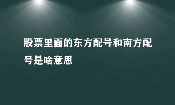 股票里面的东方配号和南方配号是啥意思