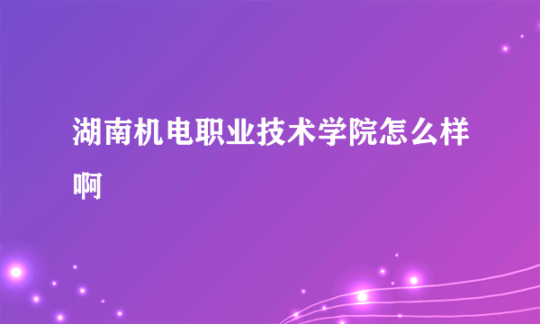 湖南机电职业技术学院怎么样啊