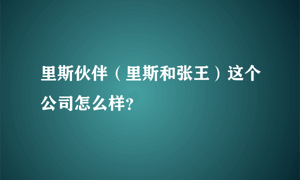 里斯伙伴（里斯和张王）这个公司怎么样？