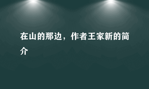 在山的那边，作者王家新的简介