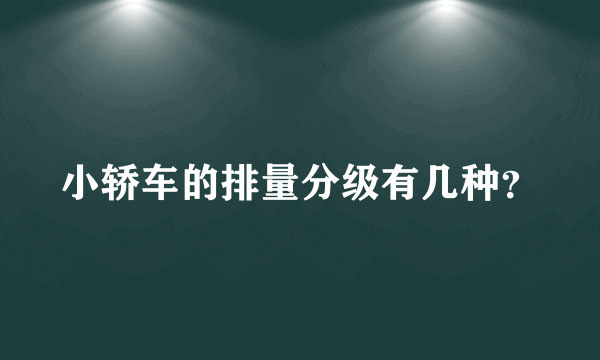 小轿车的排量分级有几种？