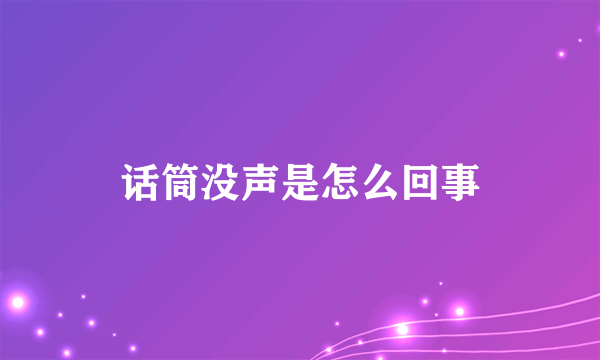 话筒没声是怎么回事