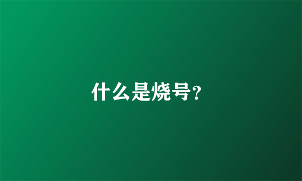 什么是烧号？