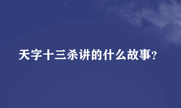 天字十三杀讲的什么故事？