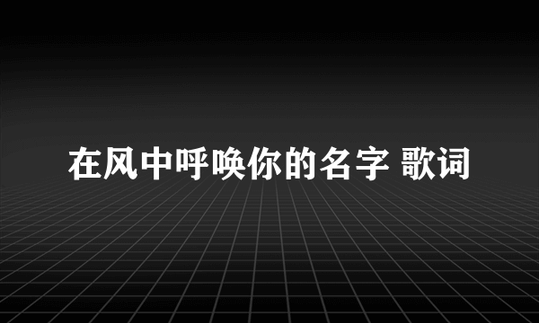 在风中呼唤你的名字 歌词