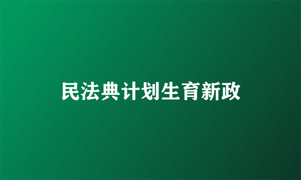 民法典计划生育新政