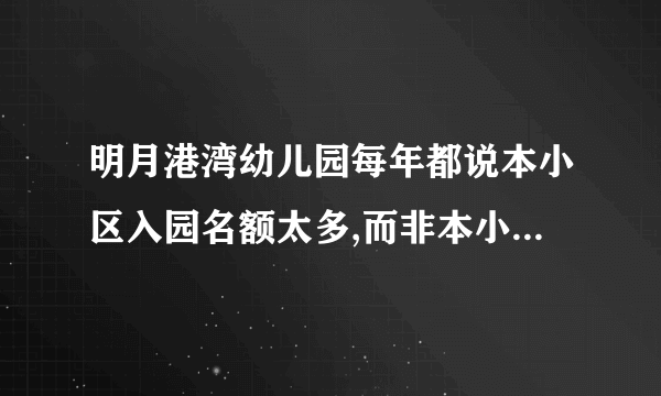 明月港湾幼儿园每年都说本小区入园名额太多,而非本小区园内人员在本幼儿园的人也很多?每年如此?